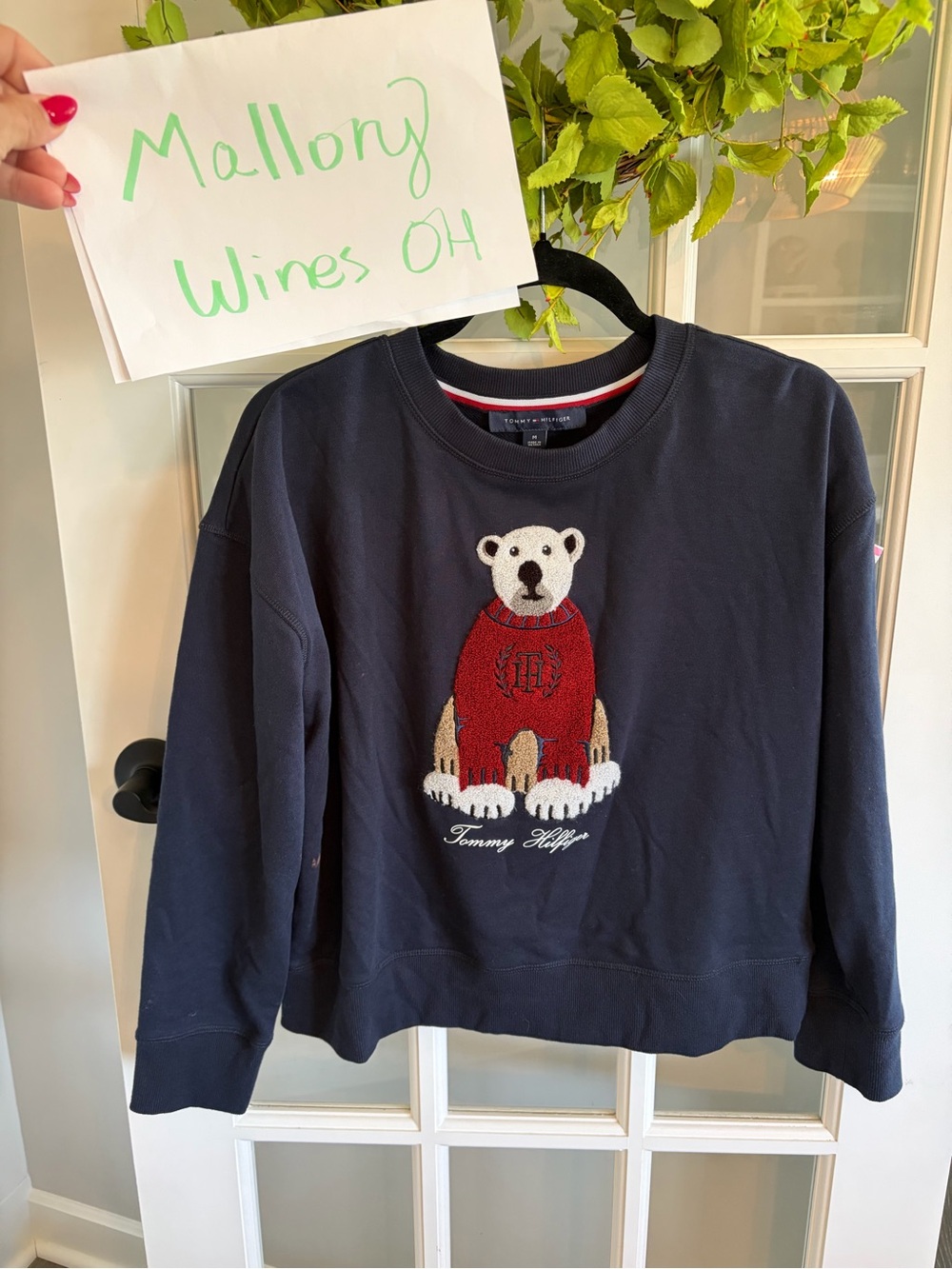 Tommy Hilfiger Navy Sweatshirt with Red Polar Bear Patch